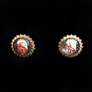 Dragon intaglio bicolored glass round earrings