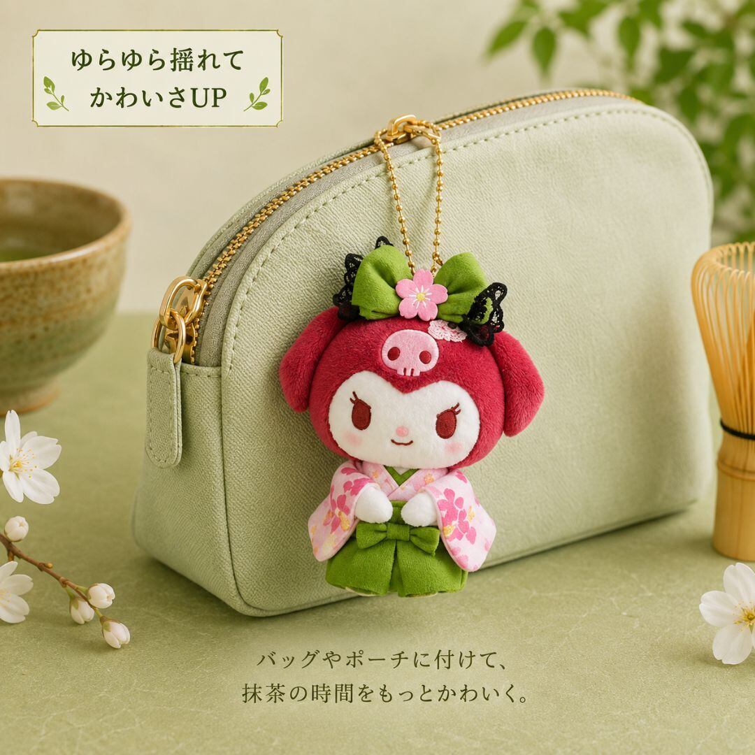 抹茶着物 ハローキティ マスコットぬいぐるみ｜日本限定・正規品