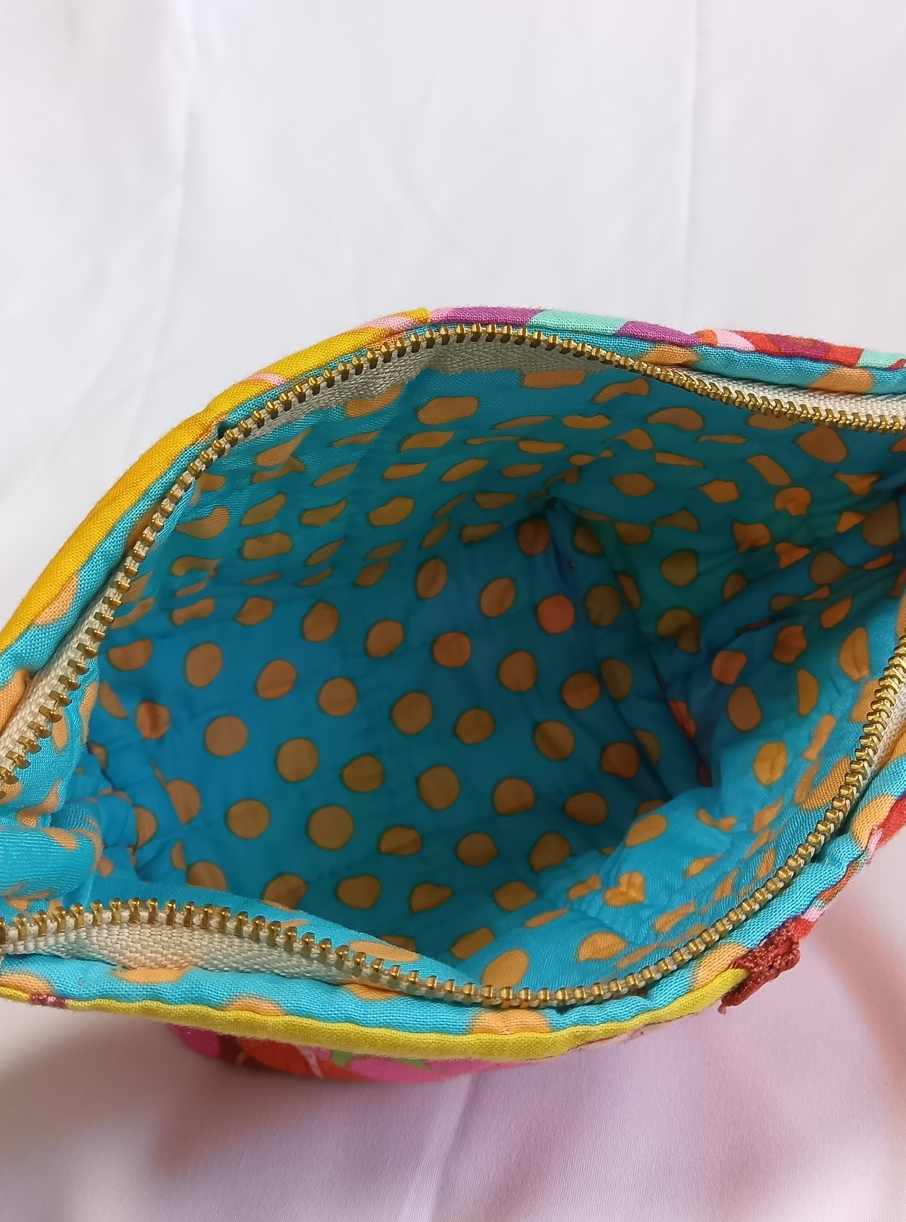 HawaiianQuilt Peach】ハワイアンキルトパッチワークポーチ ケイフ