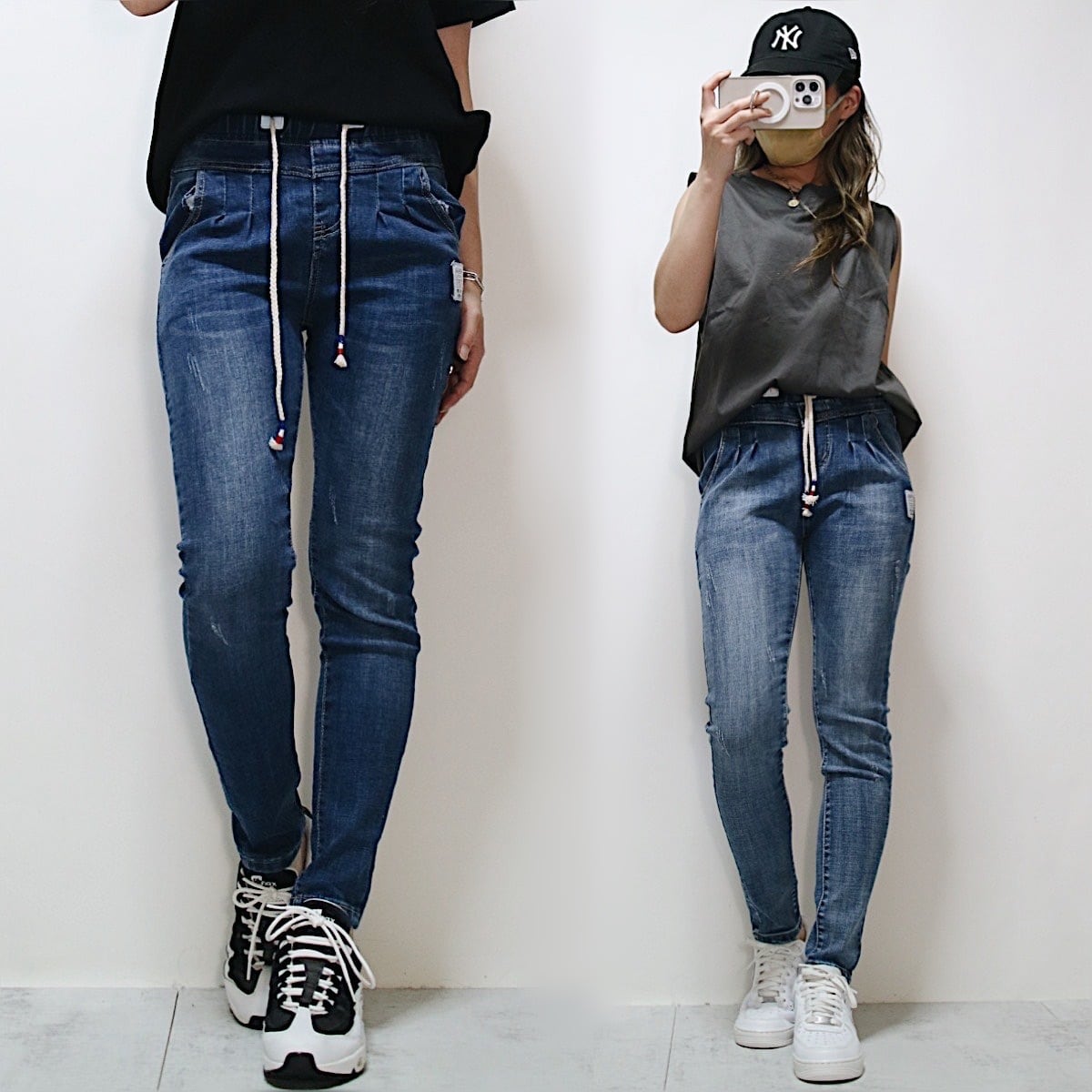 スタッズストレッチデニムパンツ