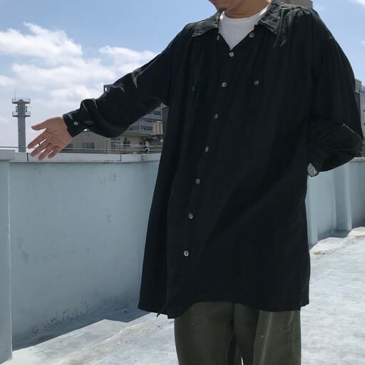 フレンチヴィンテージ 19世紀 羊飼いのブラックインディゴリネンスモック Black Indigo Linen Smock フランス アンティーク ユーロ マキニョン VINTAGE トップス【フレンチヴィンテージ】