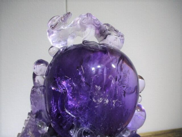 [送料無料][高品質][超美品] 総高約35cm 特大アメシスト龍