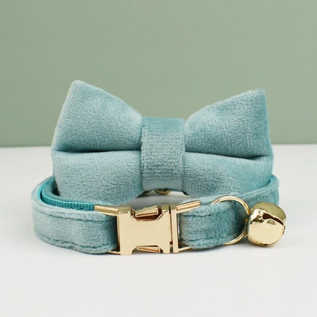 おなまえ猫首輪【ミントグリーン×ベルベット】