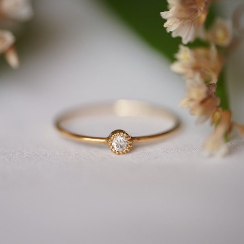 [送料当方負担] K18 Fairy Round White Diamond ring (0.05ct,RB10A_Fairy)