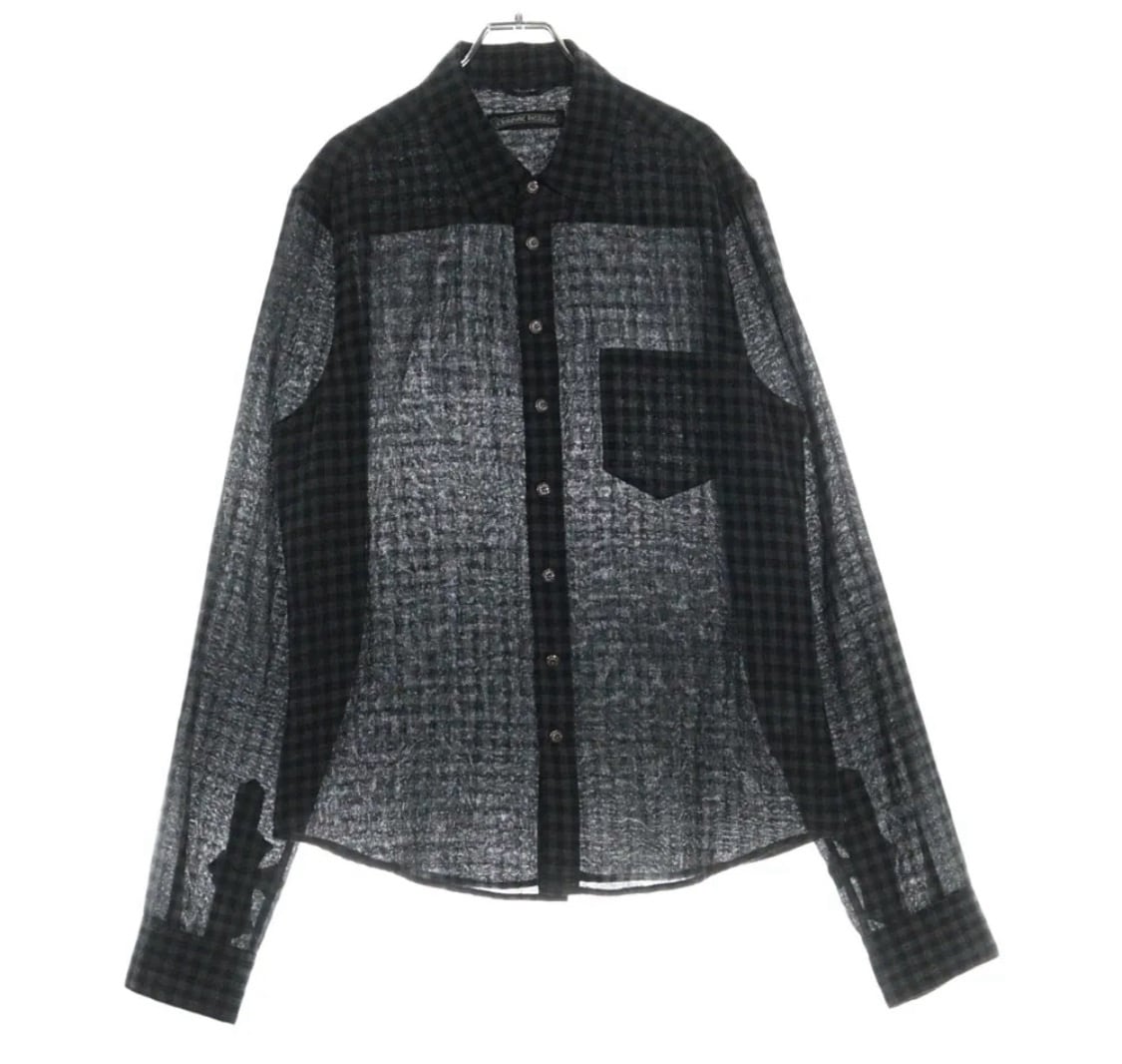 CHROME HEARTS クロムハーツ LOOSEENDS LS ルーズエンド チェック柄 フローラルボタン 長袖シャツ