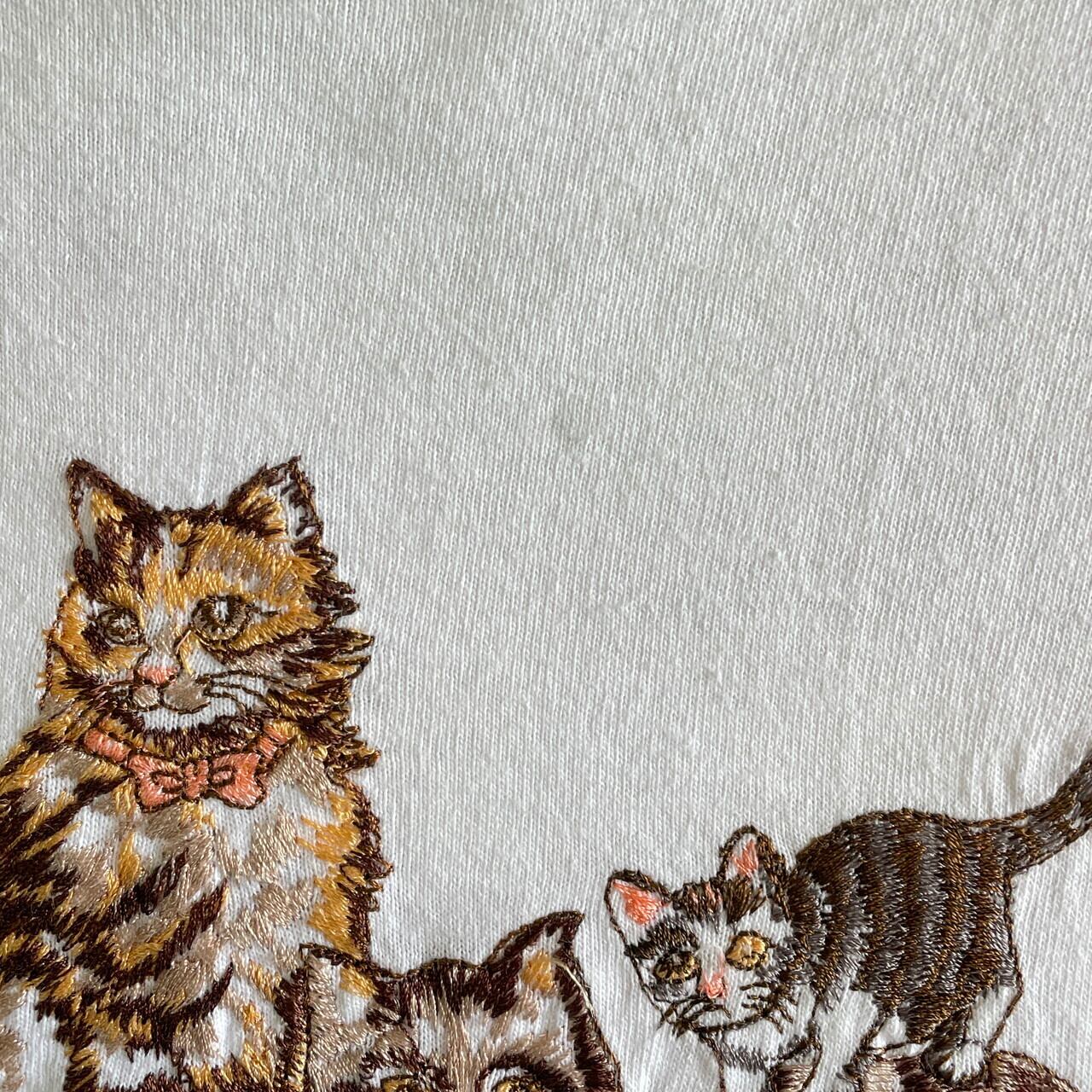 90年代 USA製 PAM'S CLOSET 猫 アニマル 刺繍 Tシャツ メンズL相当