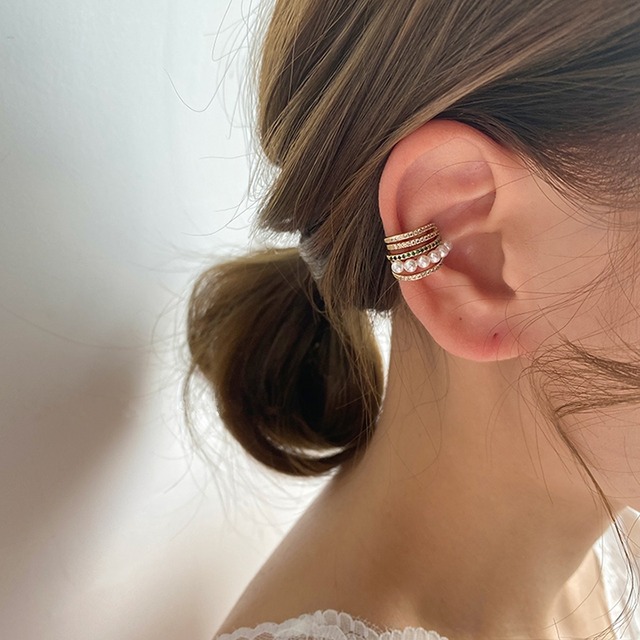 pearl crystal ear cuff
