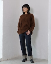 FOURAM - RACCOON CREW KNIT :Dark Brown|ラクーン100/毛足ニット/クルーネック