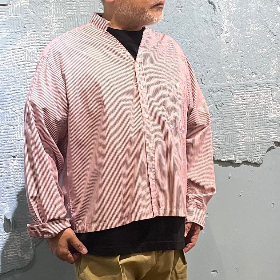 CHANGES / stripe remake shirt / white x wine