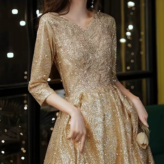 シャンパンゴールド イヴニングドレス D1126 | 演奏会・ステージ