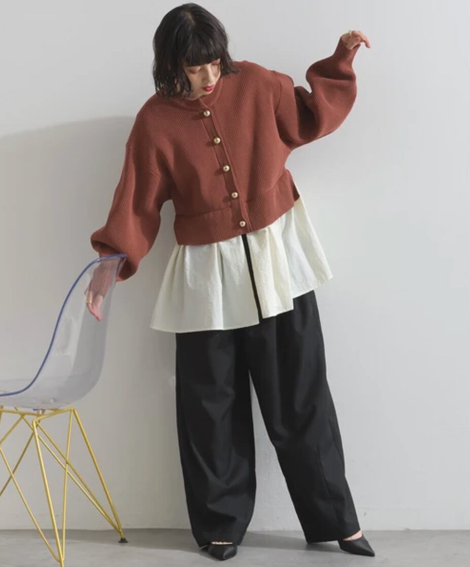 ナンバーミーTOKYO"SHIRTS DOCKING KNIT CARDIGAN"ORANGE