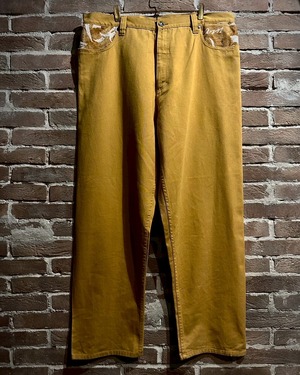 【Caka act3】"Al Wissam" Cow Pattern Switching Design Vintage Wide Straight Pants