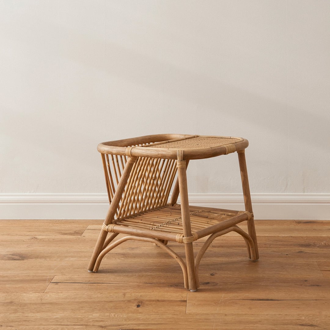 rattan wood magazine table A / ラタン ウッド マガジンラック サイドテーブル 棚 韓国 北欧