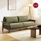 TimberLush ヴィンテージ ウッドベースソファ 2.5人掛け