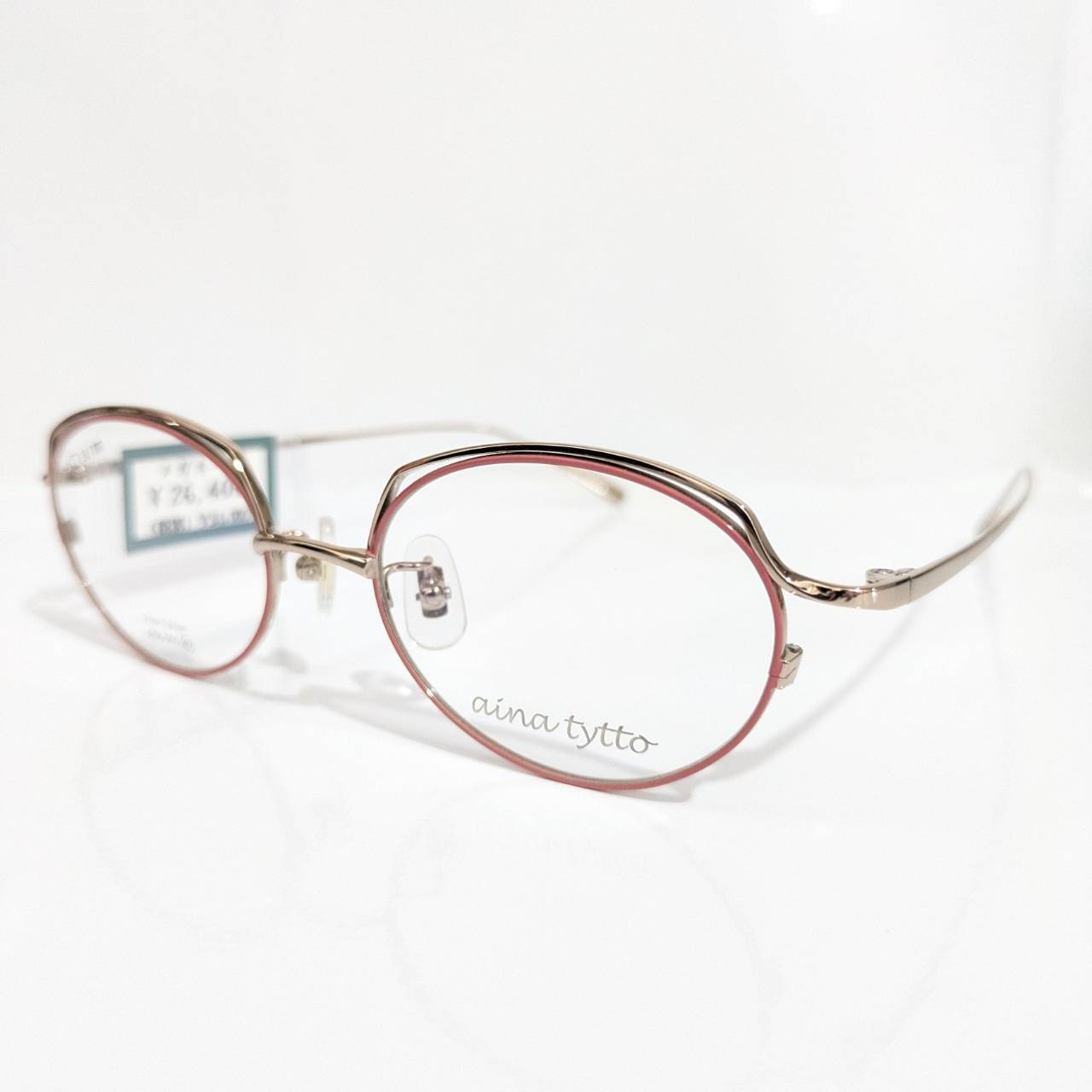 【aina tytto】オーバルメタルフレーム ピンク・ゴールド