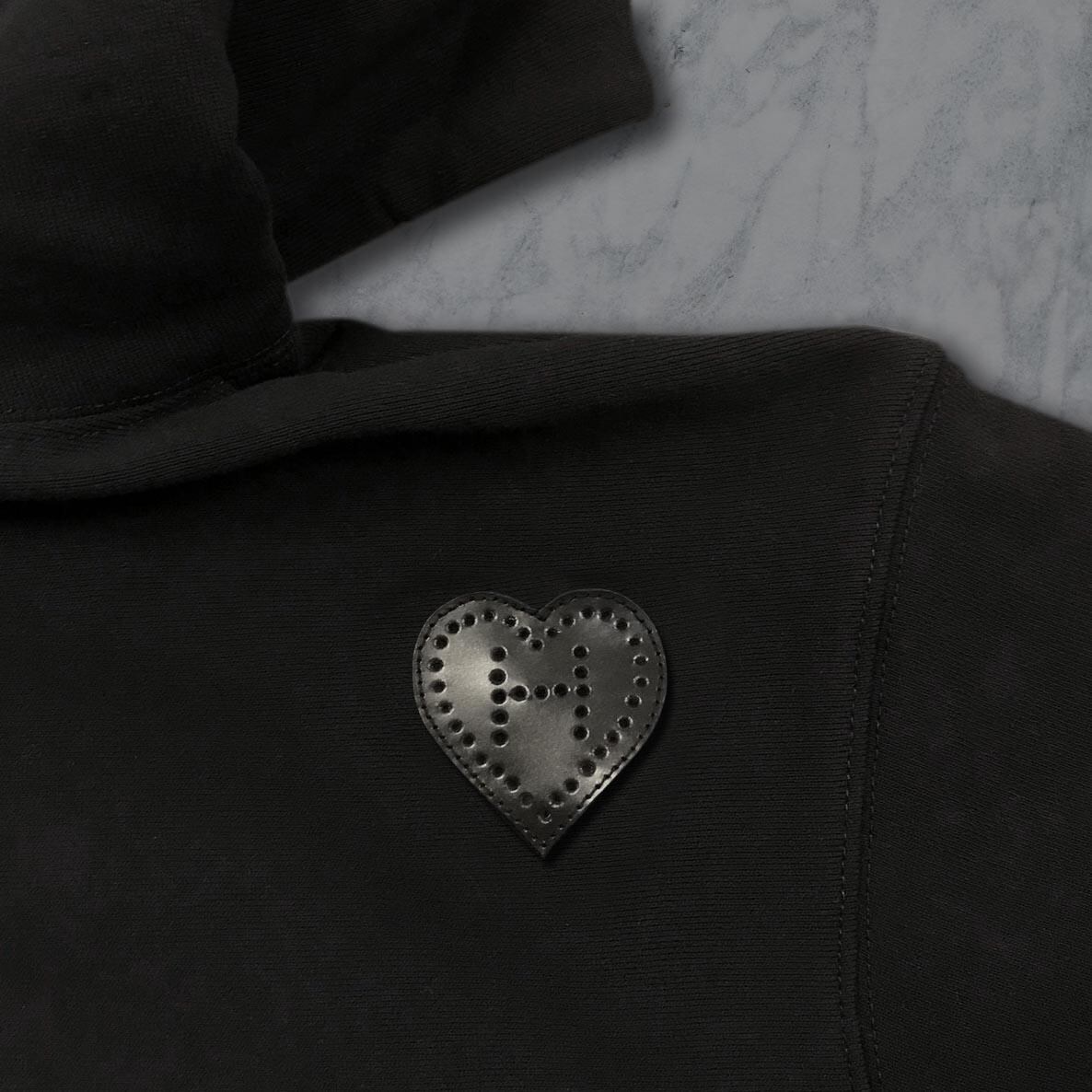 レザーライン フルジップパーカー ユニセックス対応（Black） | Honey