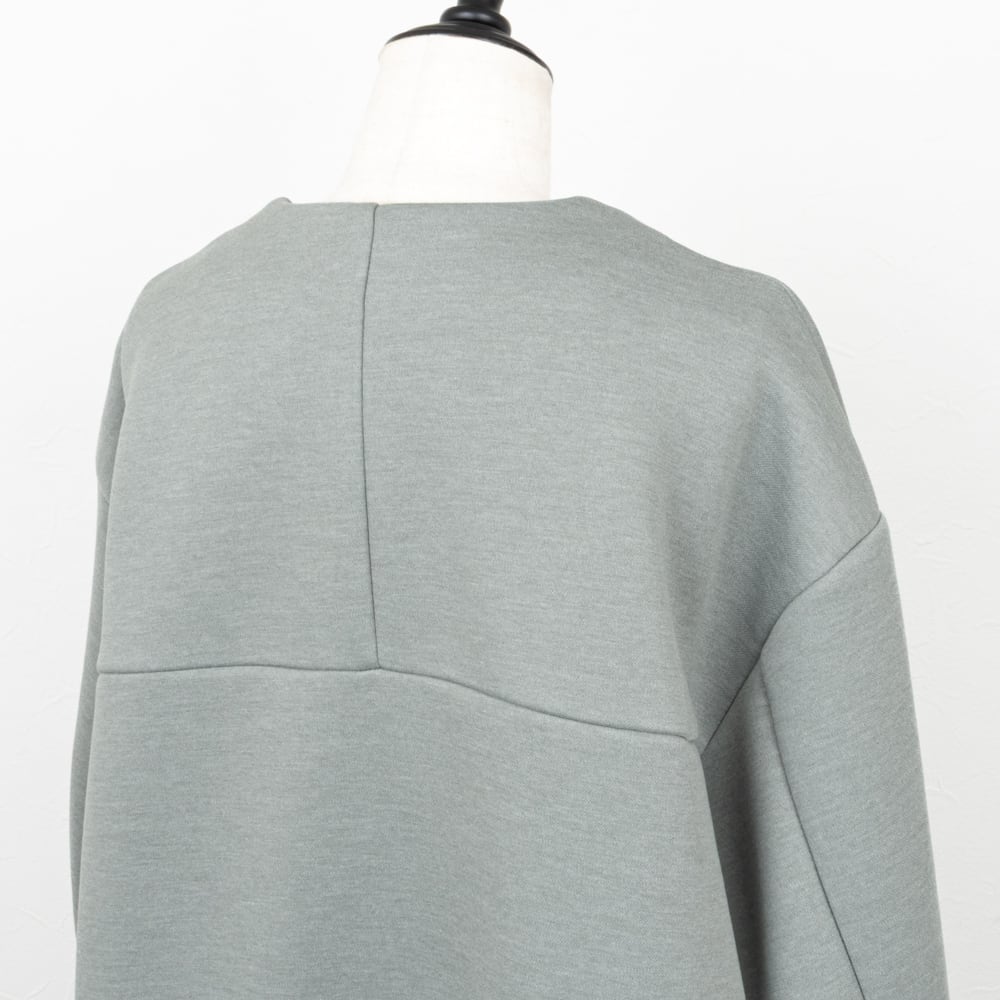 QTUME／クチューム】ダンボールラウンドヘムミドルコート（グレー