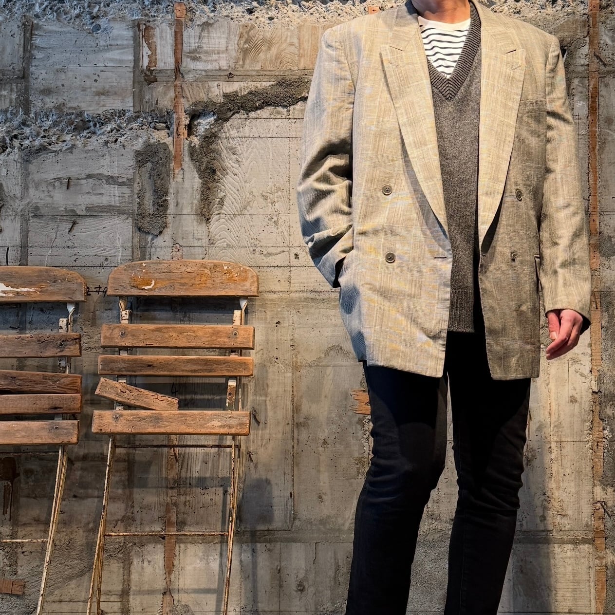 USED ITEM】【Christian Dior】 ピークドラペルダブルブレスト4釦2掛