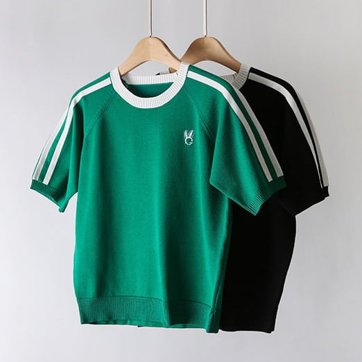 サイドライン ストレッチ 半袖 ゴルフ サマーニット