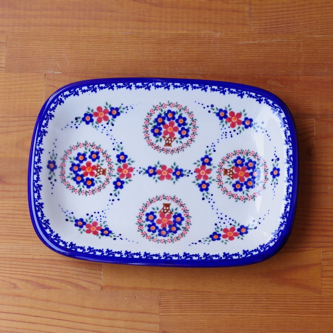 新品】 ポーランド食器 ポーリッシュポタリー スクエアプレート ケーキ