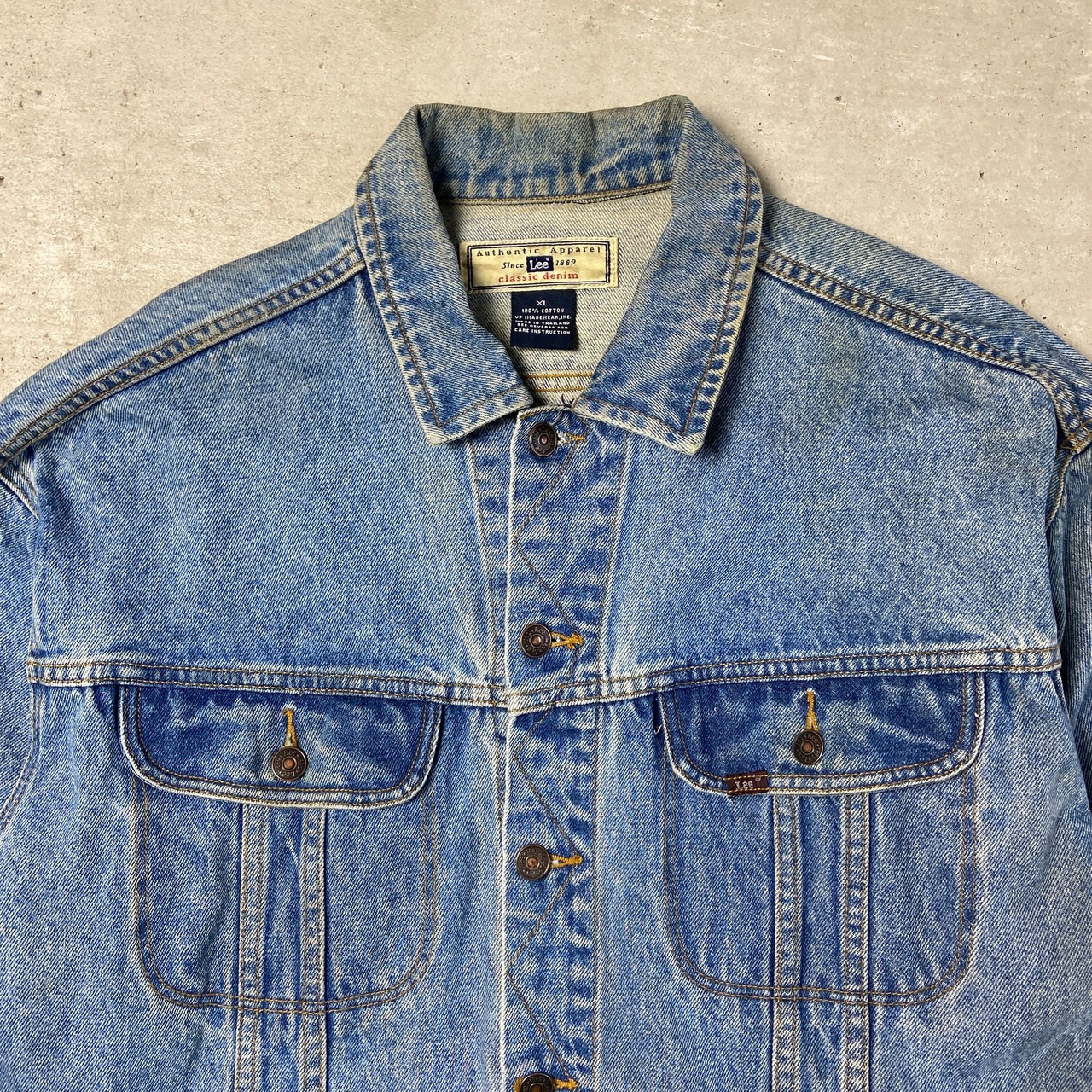 ビッグサイズ Lee デニムジャケット企業ロゴ刺繍 メンズ2XL相当 古着 
