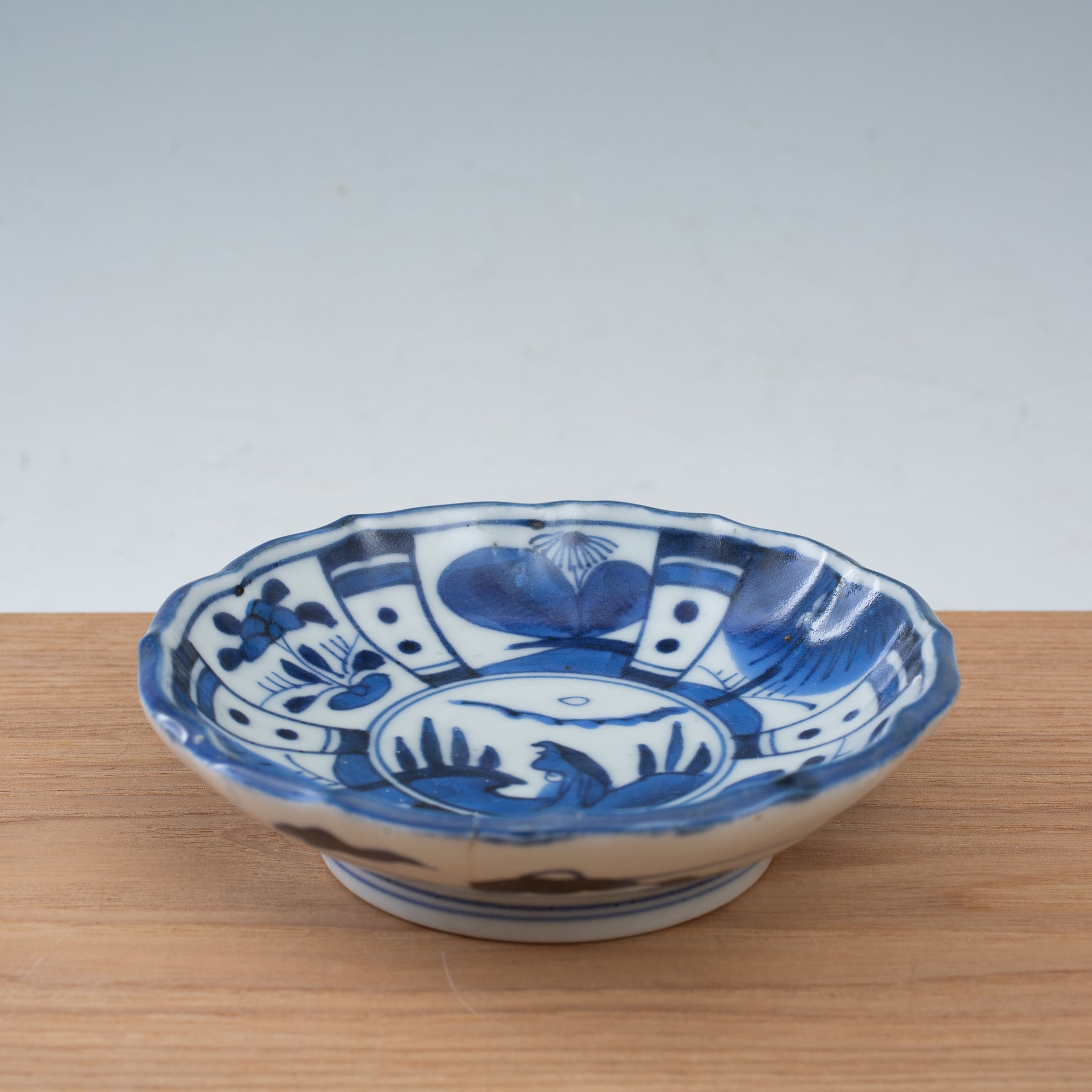 古伊万里 染付 芙蓉手 花鳥 小皿 中国古陶磁写 有田焼 伊万里焼 手塩皿
