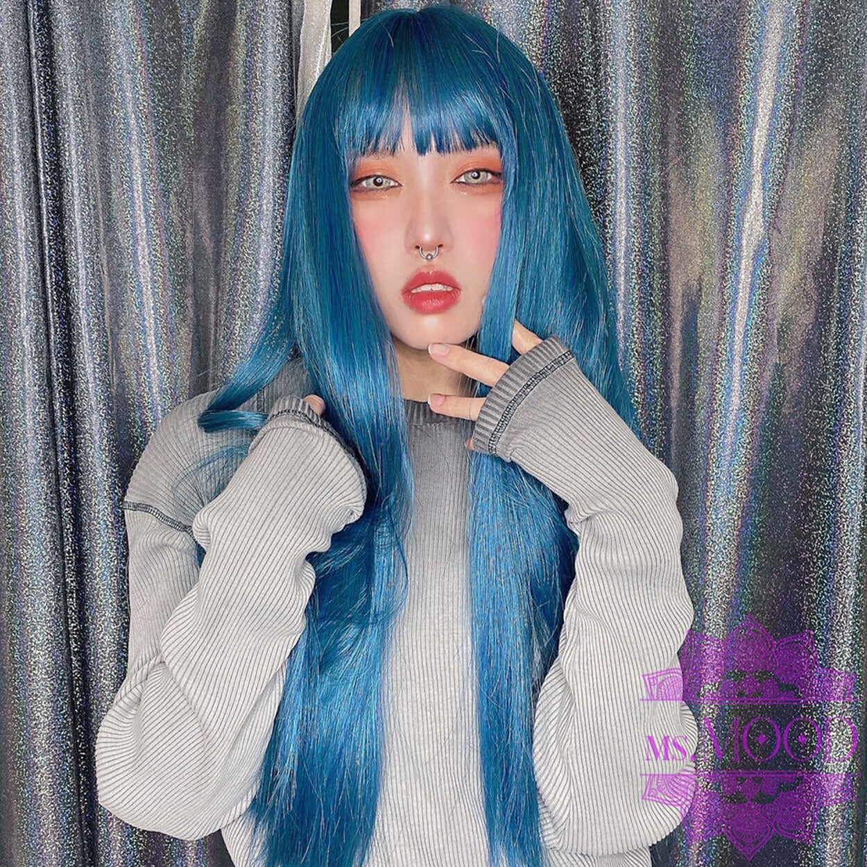 定番のお歳暮&冬ギフト フルウィッグ 前髪ストレート ぱっつん ライト