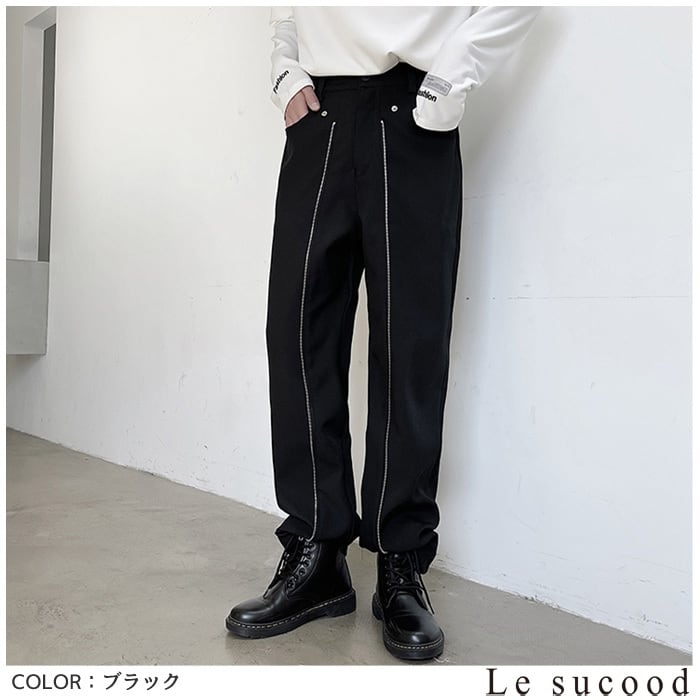 Le sucood】【お支払い確認後20日以内発送】ラップ風ジップストレート