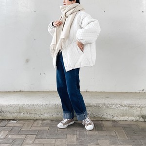 Quilting volume sleeve coat (offwhite)