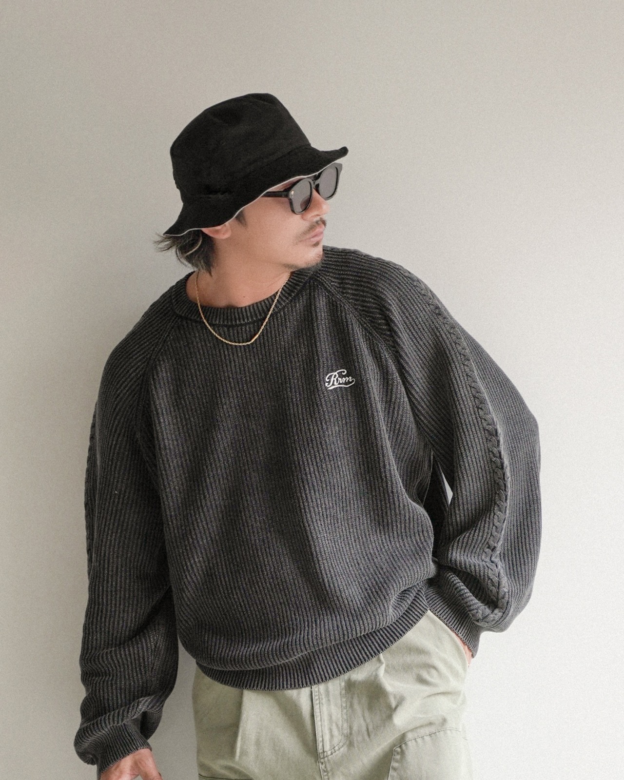 【#Re:room】WASHED COLOR CREW NECK KNIT［REK160］