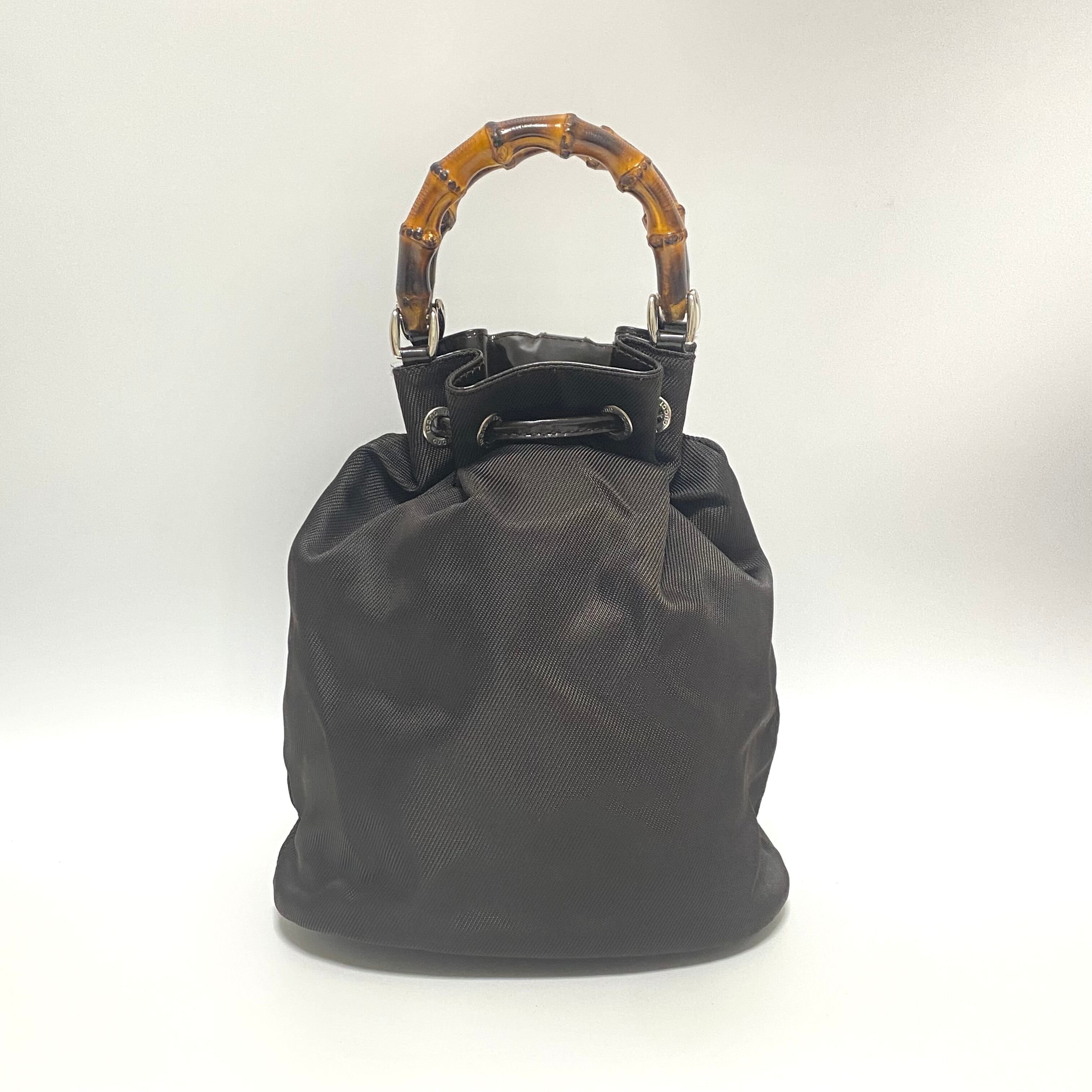 GUCCI グッチ バンブー 巾着２ｗａｙショルダーバッグ ブラウン 10250