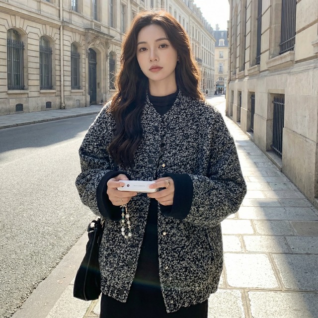 Tweed quilted jacket coat 00262