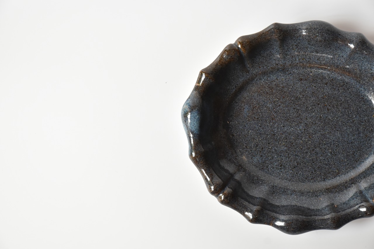 小代瑞穂窯 / 福田るい : ダ円皿 KT 青