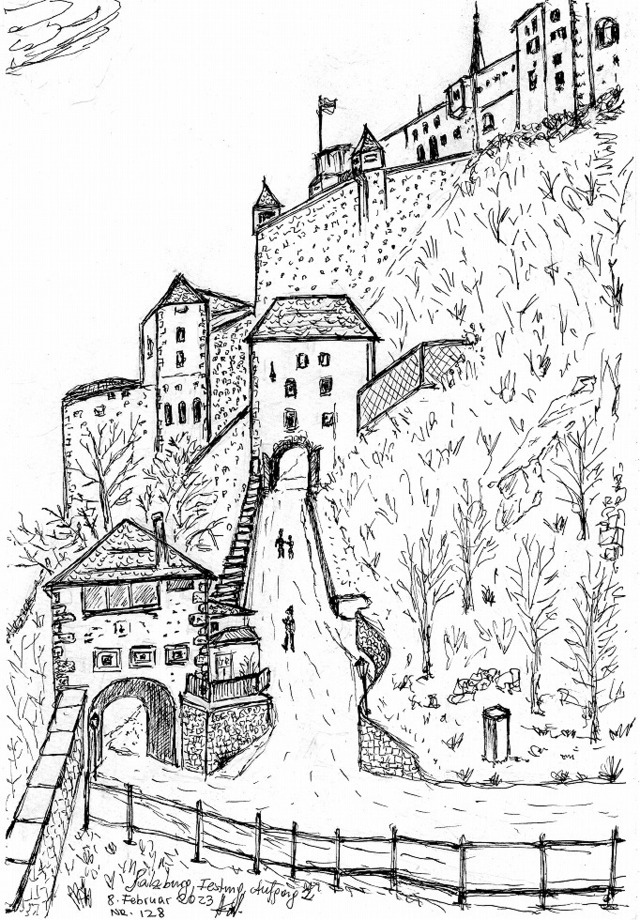 ザルツブルク要塞の階段-2 | SalzburgFestung-Aufgang-2