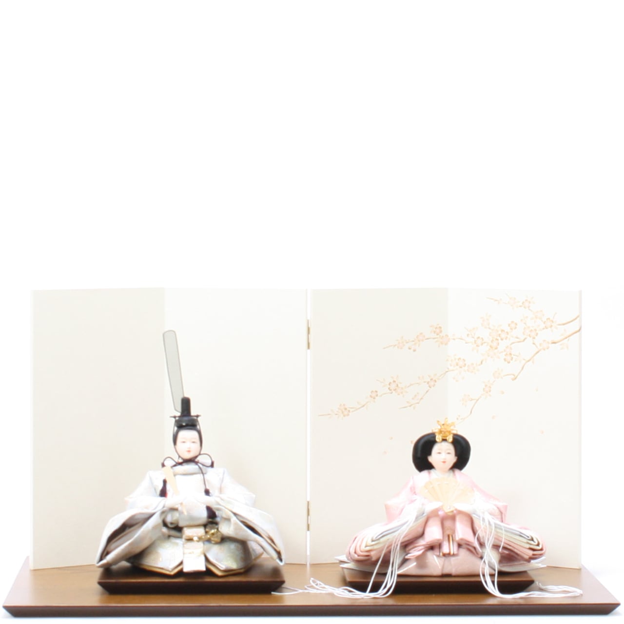 雛人形|ひな人形|初節句|コンパクト|おしゃれ|モダン|インテリア|プレミアム|こだわり|おすすめ|作家|〔商品コード〕32245-0417〔品番〕25-B417 大芥子親王 舞〔商品コード〕33318-2627〔品番〕3-26-27 台屛風セット 美桜55㎝ ブラウン平台