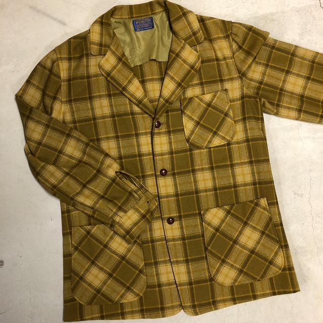 1970s PENDLETON YELLOW/BEIGE  WOOL CHECK JACKET