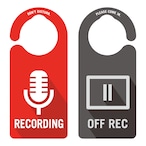 RECODING（レコーディング中）裏面OFF REC［1055］　 ドアサイン　ドアノブプレート