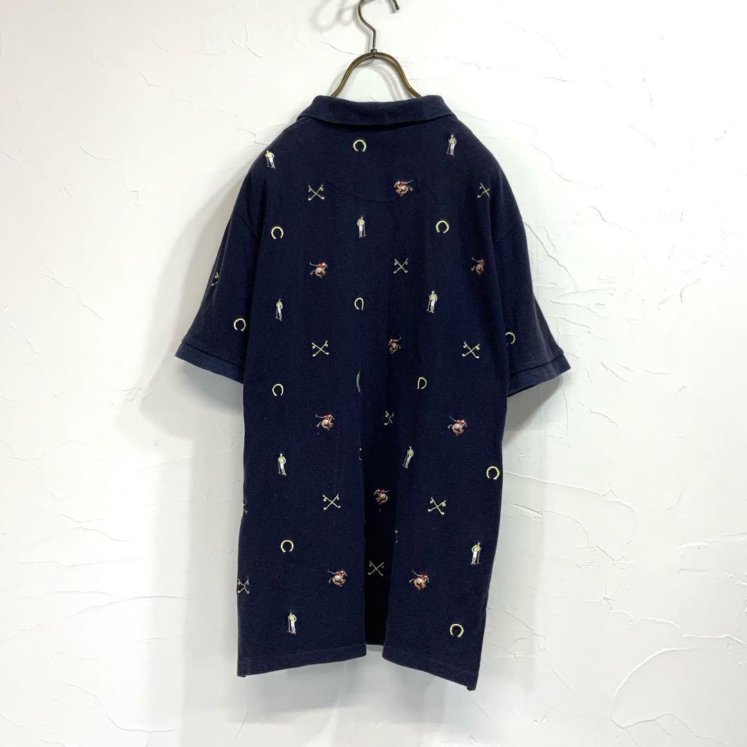Ralph Lauren ラルフローレン 総柄 刺繍 ポロシャツ | 古着屋 MOU