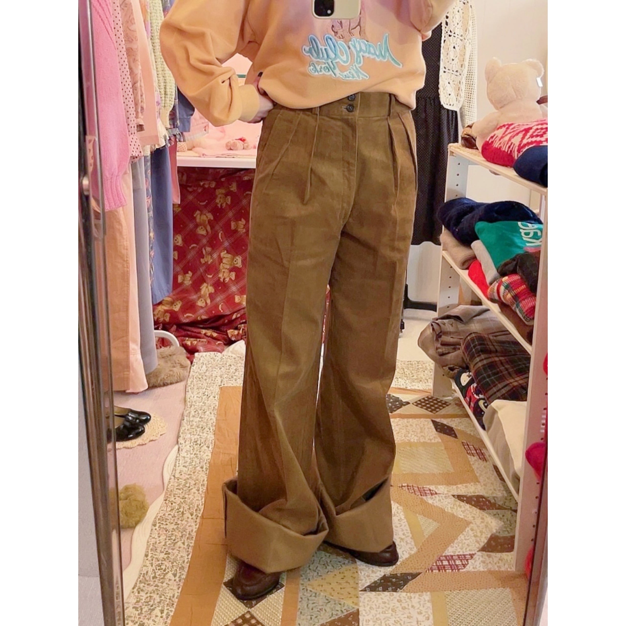 brown corduroy wide pants