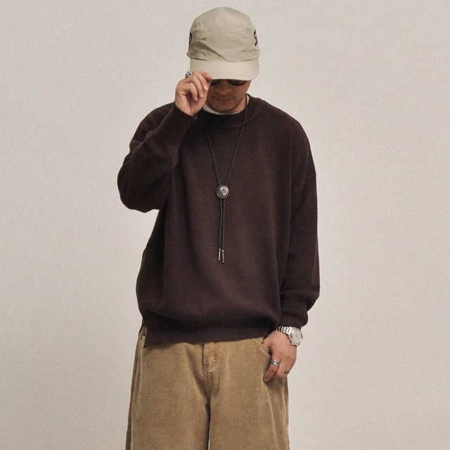 ワイドネック・ソフトゲージクルーニット A2027