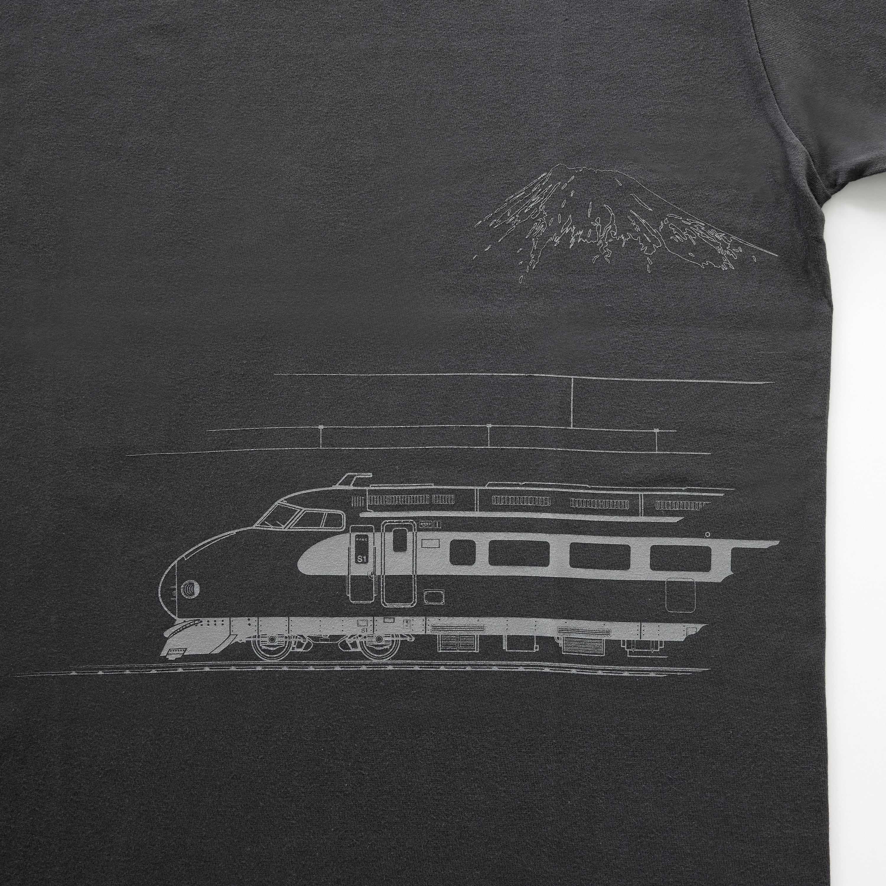鉄道Tシャツ｜東海道新幹線 0 系大窓タイプ・富士山（DarkGray × Gray