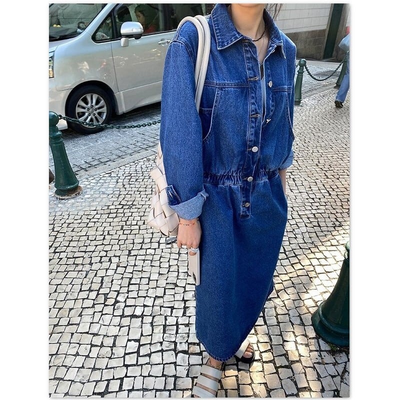 デニムAラインワンピース t-00502 | Riant