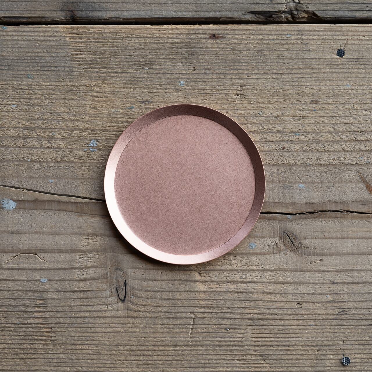 シンプルデザインの銅トレイ》銅のラウンドトレイ（φ90mm）つや無し