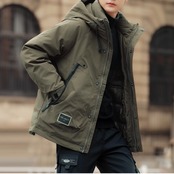 フード付き ヒップ丈 ボタンフロント ダウンジャケット af0107