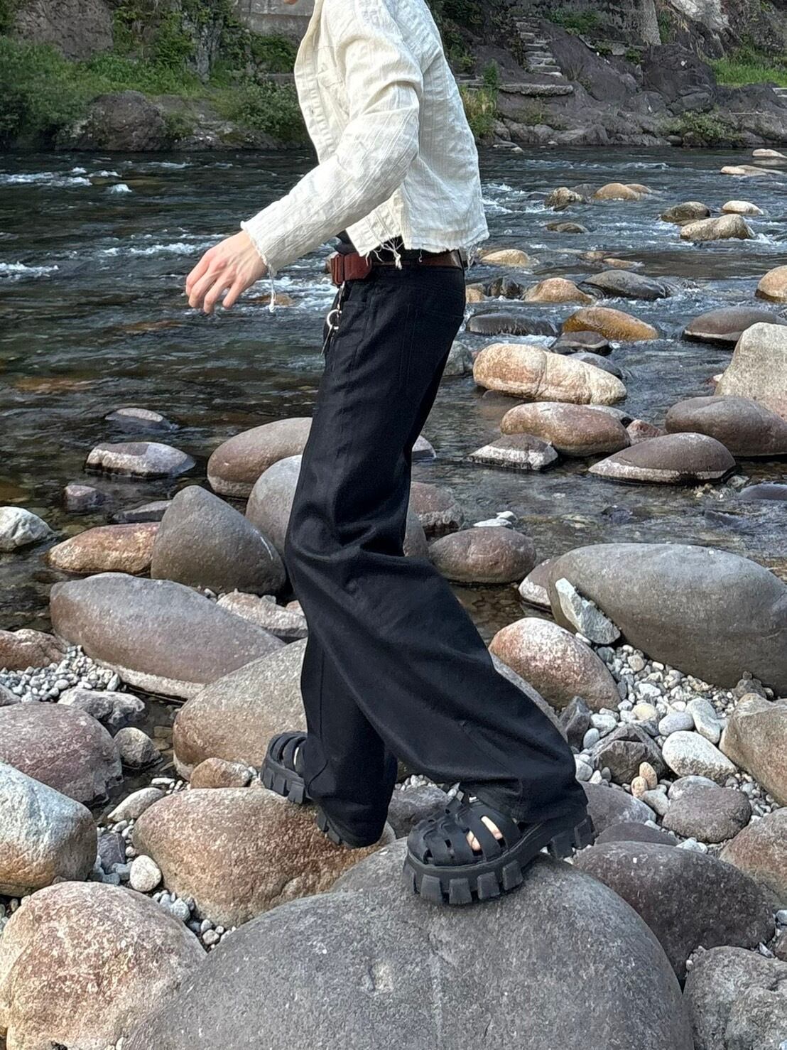 即納】RADIANT Straight lubecoating denim | 韓国ファッション