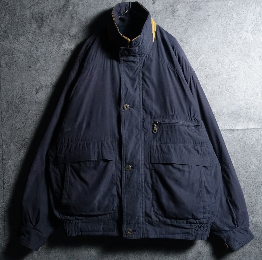 EURO Midnight Blue Multi-Pocket Design Peach Skin Blouson