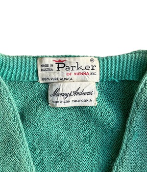 Vintage 60s Parker Alpaca wool knit cardigan -Light green-