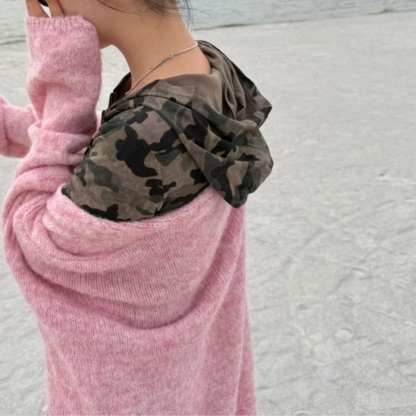 迷彩柄ショート丈ダブルジップパーカー Cropped Camo Double Zip