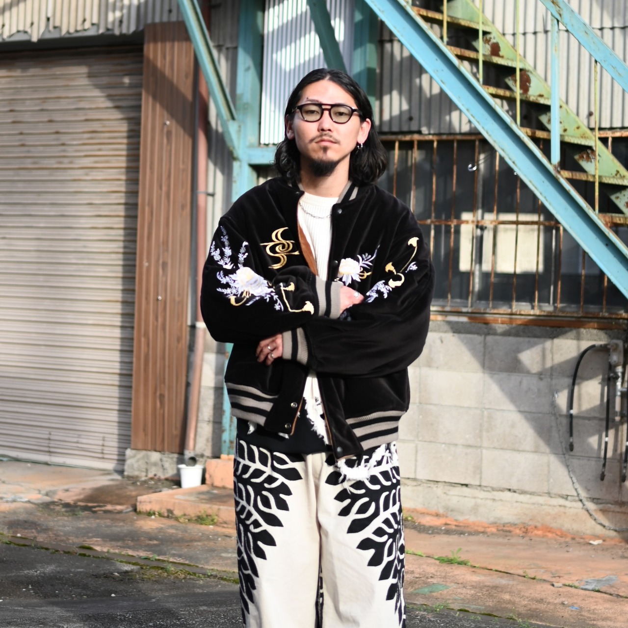 Leh /  Embroidery SKA Reversible Blousonコーディネート