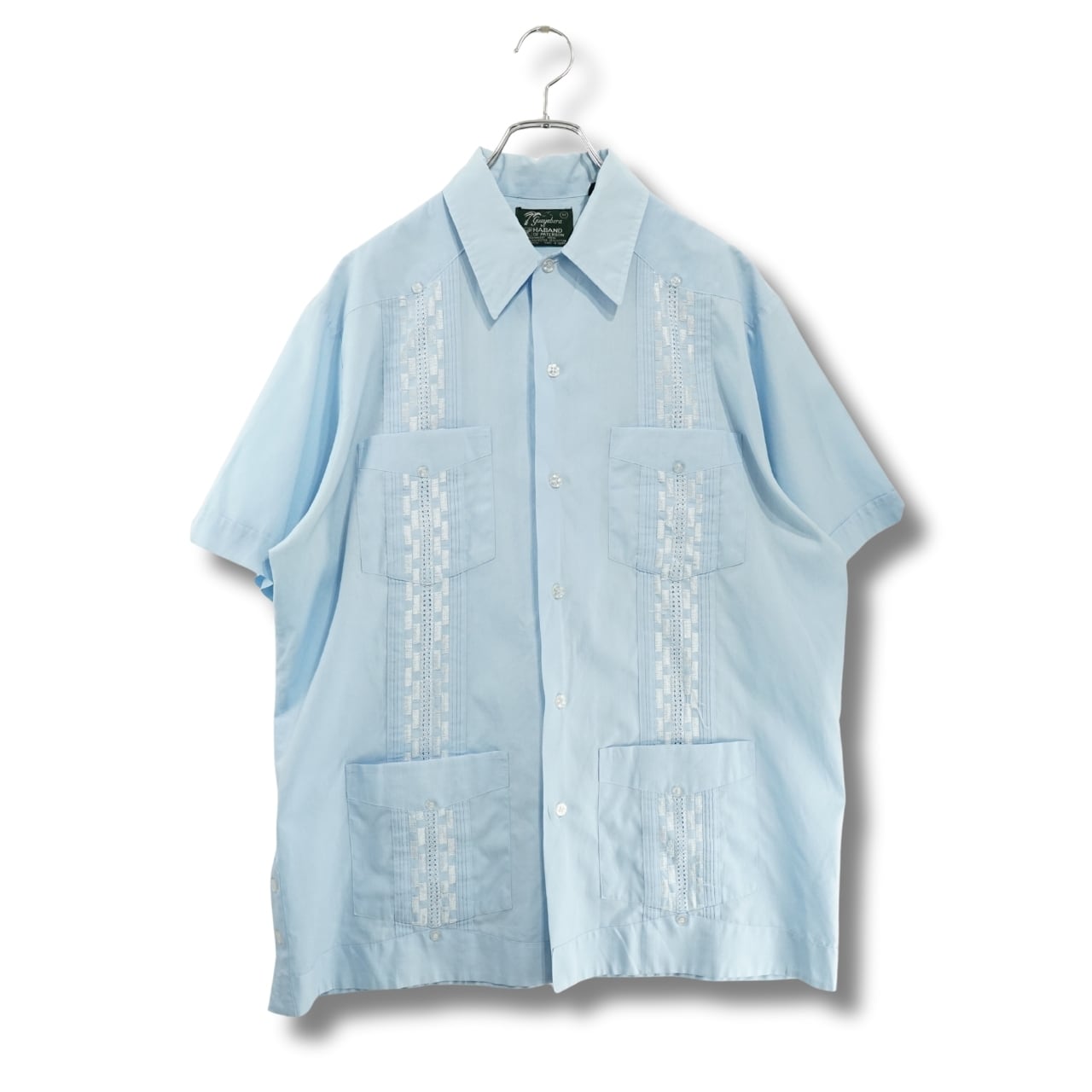 HABAND of PATERSON キューバシャツ サックスブルー(表記M・実寸M相当)|NA356